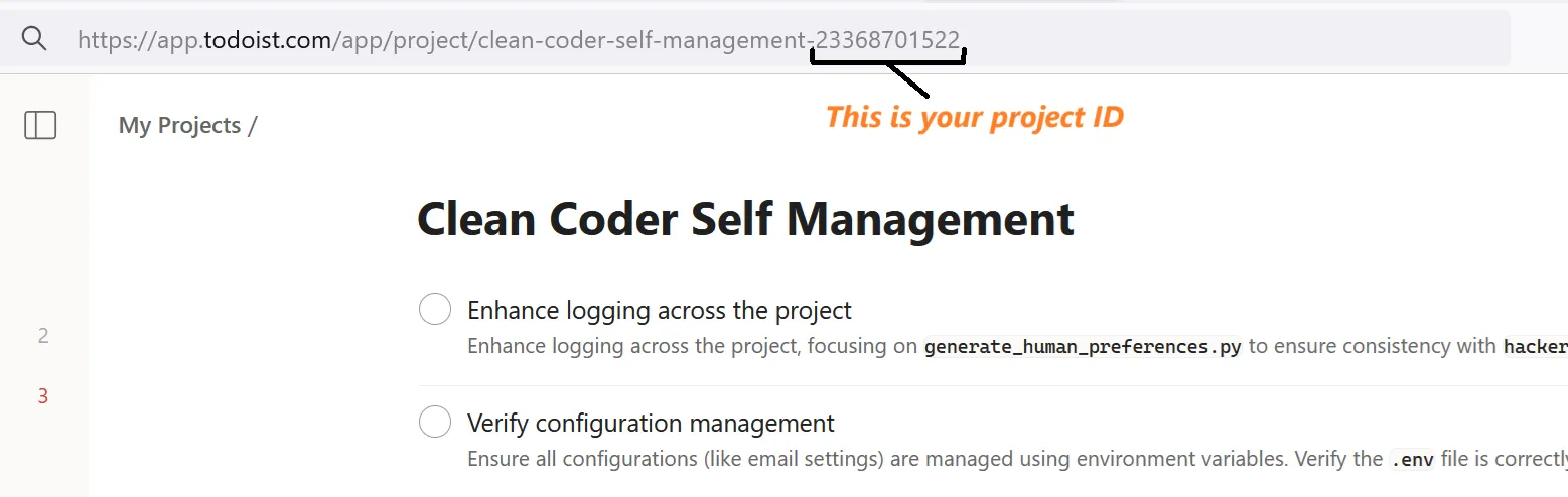 Todoist project ID